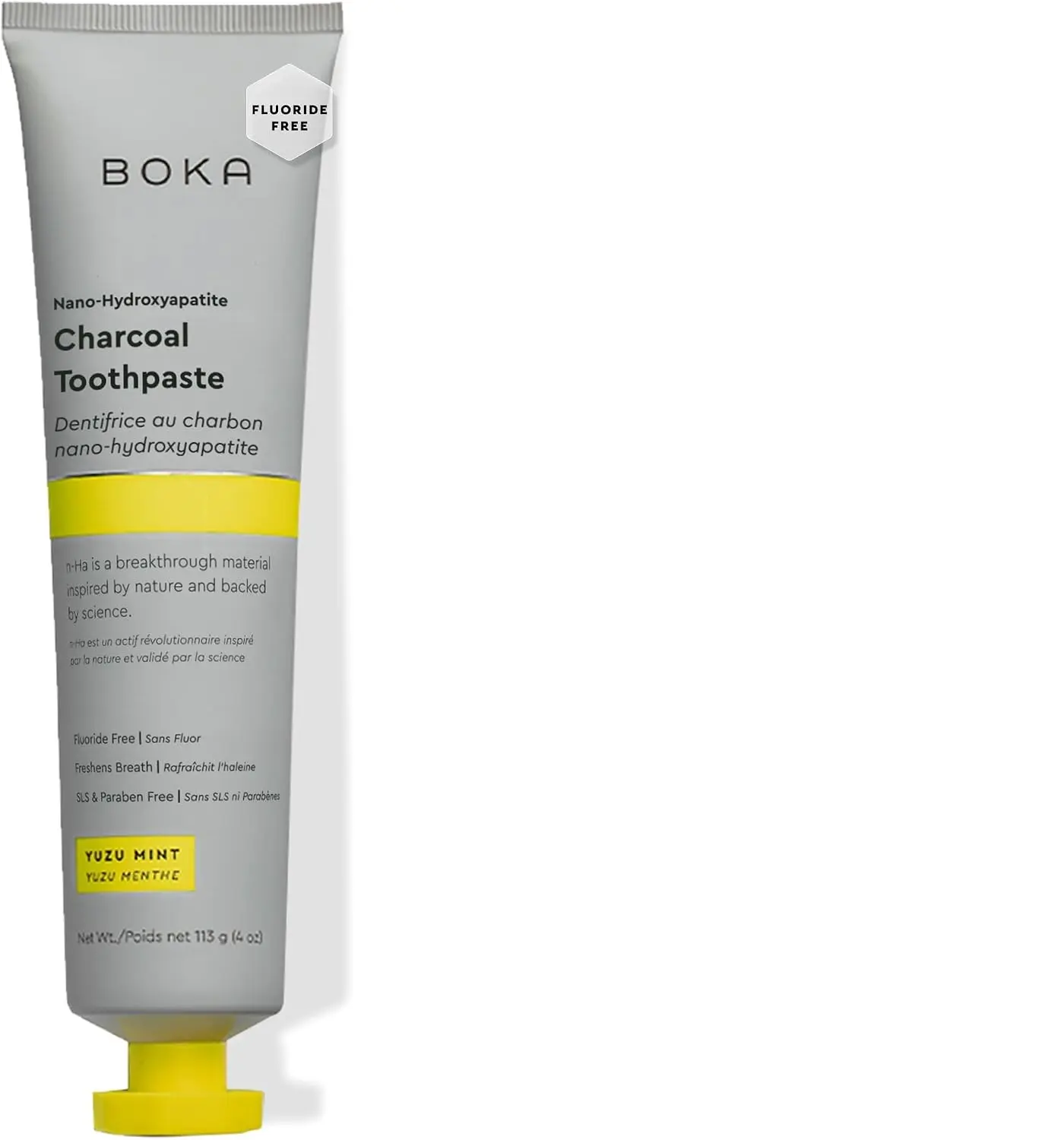 Boka Fluoride-Free Nano Hydroxyapatite Toothpaste - Charcoal Yuzu Mint Flavor, for Sensitive Teeth Adults, 4 Oz, 1PK Oral Care Product