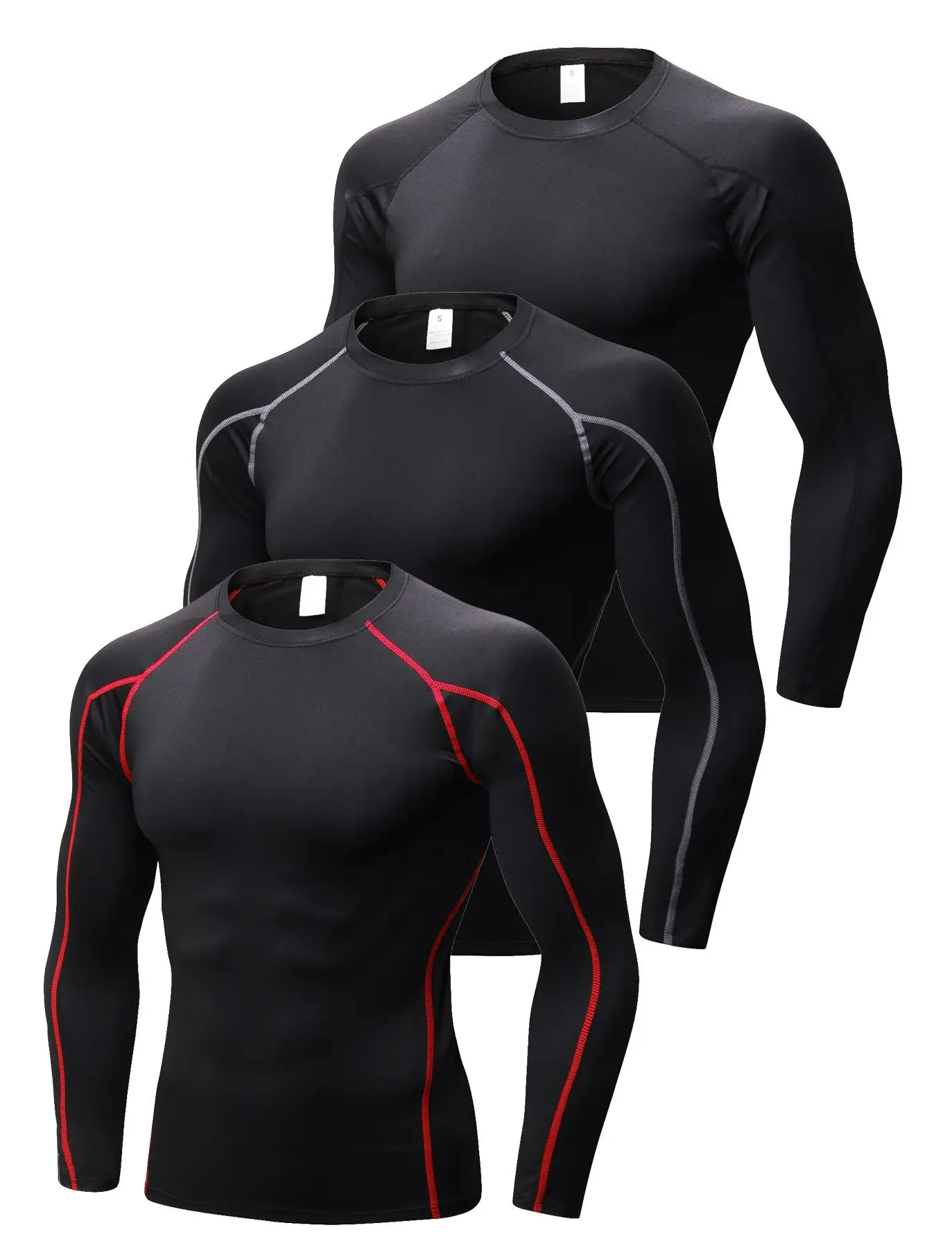 Men's Contrast Binding Round Neck Sports Tee, Quick Drying Breathable Compression T-shirt, Sportswear for Running Training Basketball Football, Gym We