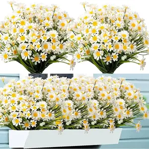Outdoor Artificial Daisies Flowers, Artificial Flowers for Outside, 20 Bundles UV Resistant Fake Flowers, Faux Plastic Plants Shrubs for Indoor & Outdoor Decoration