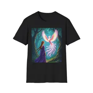 Magical Phoenix T-Shirt, Fantasy Tee, Unisex Softstyle Shirt, Enchanted Forest Apparel, Boho Style Gift, Mythical Creature Top