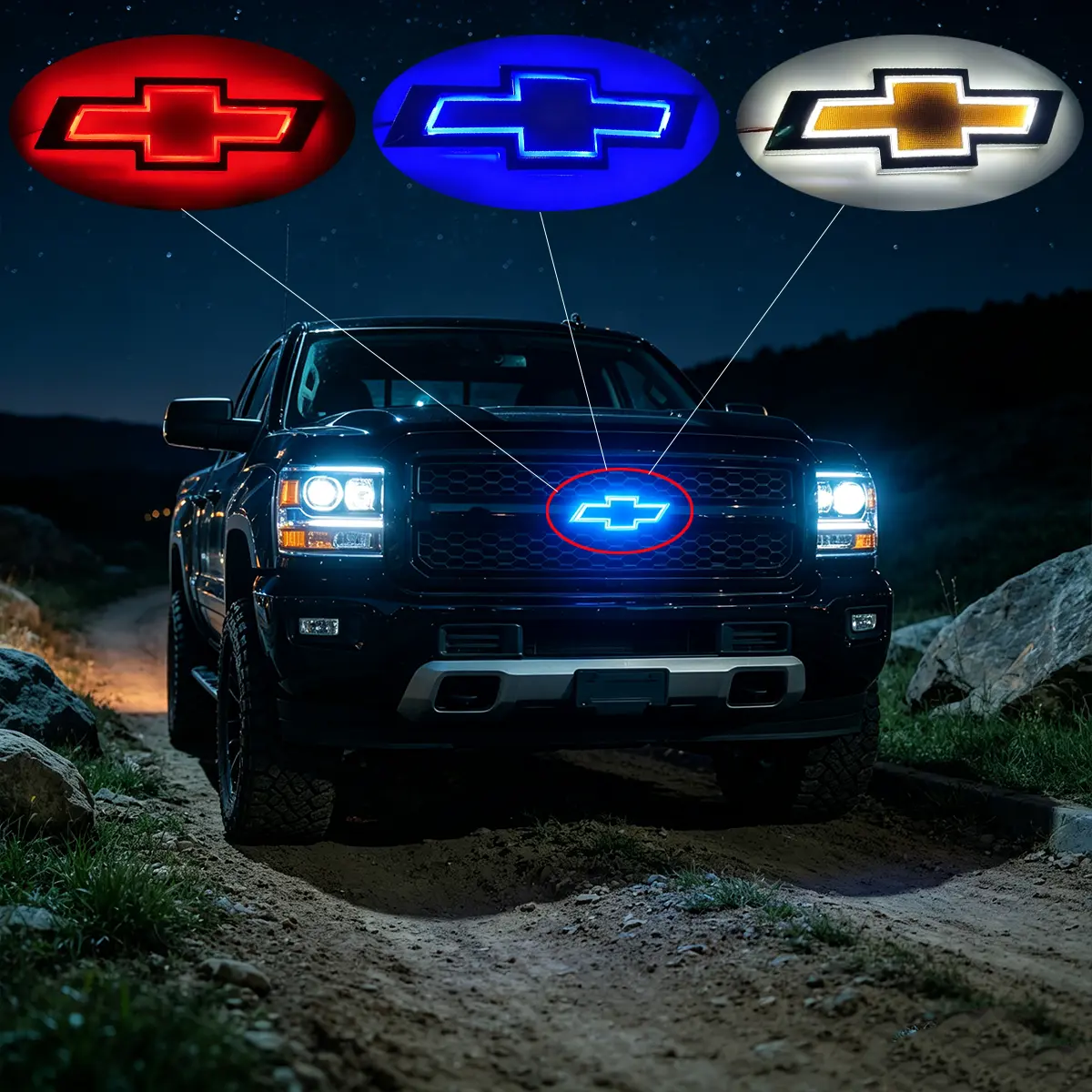 LED Light Up Front Grille Badge Glowing Mesh Emblem Auto Front Grill Decoration Accessory