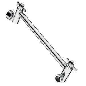 BRIGHT SHOWERS Brass Shower Head Extension Arm for Rain and Handheld Shower Head, 10 Inch Universal Shower Arm Extender, Height & Angle Adjustable