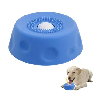 Multi-Purpose Dog Bowl - Slow Feeder Lick Design with Rolling Ball, No-Mess Liquid Treat Dispenser, 8 Suction Cups, Oral Hygiene Support for All Dog Breeds