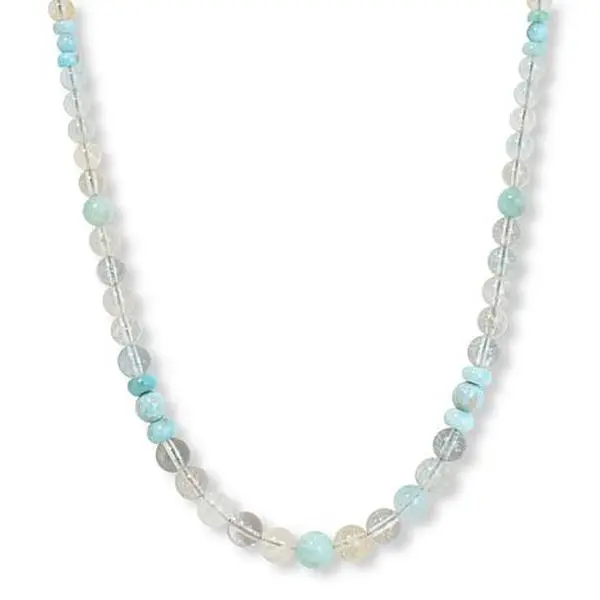 Mine Finds by Jay King White Topaz and Blue Larimar Beaded Necklace
