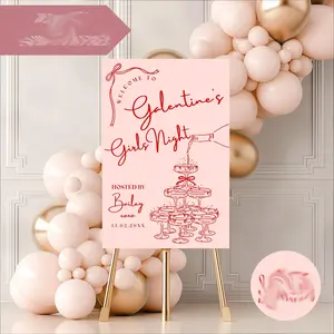 Galentines Day Welcome Sign Valentines Party Poster Friends Valentine Party Signage Galentine Party Decor Girls Night Champagne Welcome Sign