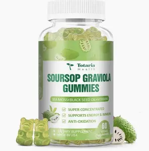 Sugar Free Soursop Oil Graviola Sea Moss Gummies - Support Digestive Sleep Skin Health, Immunity & Antioxidant - Guanabana Fruit with Sea Moss, 150mg Black Seed Oil Organic Non-GMO Vegan
