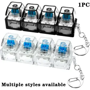 Keyboard Fidget Toy, 4-in-1 Stress-Relief Button Keychain, Transparent Color with Non-Illuminated or Illuminated Options, Valentine's Day Gift