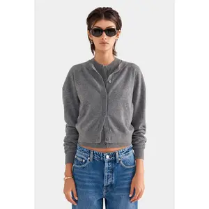 Dropshoulder Cashmere Cardigan - Charcoal