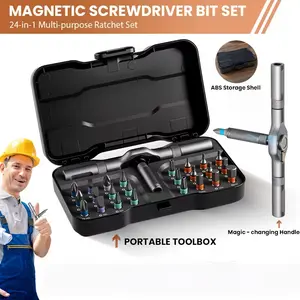 Magnetic 24-in-1 Ratchet Screwdriver Kit — S2 Steel Bits + Flexible Shaft, Compact for Furniture Assembly, Precision Electronics & Bike Fixes