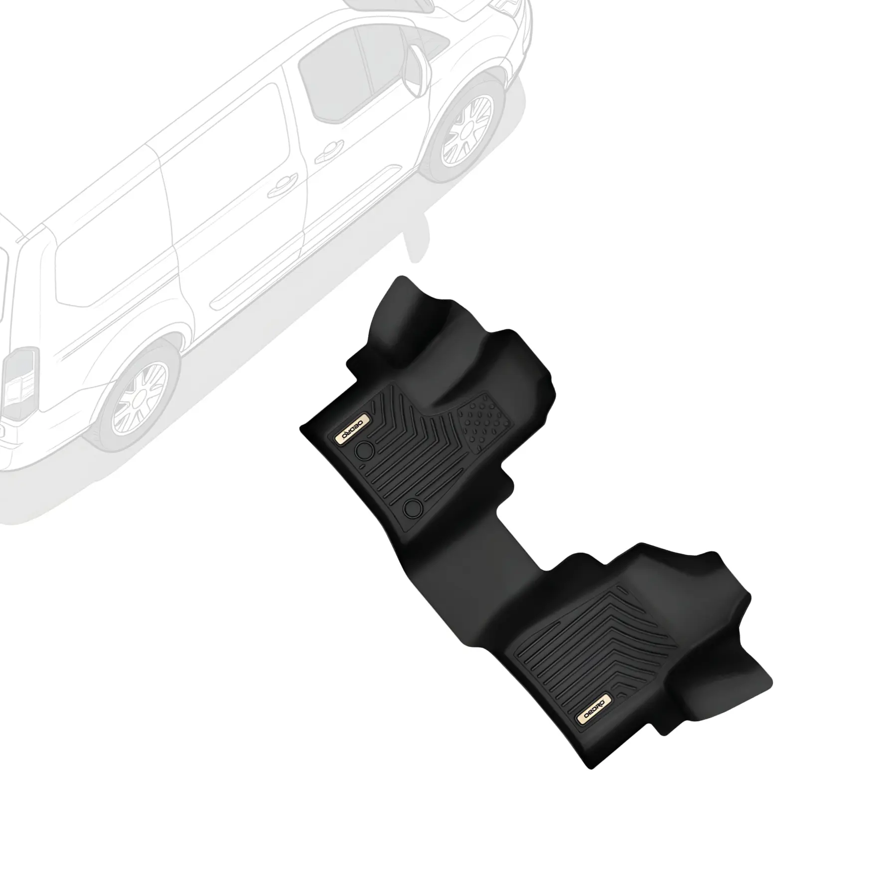 OEDRO TPE Floor Mats fits 2015-2021 Ford Transit 150 / 250 / 350, All Weather, Waterproof