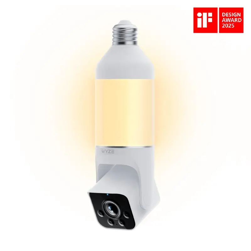 Wyze Bulb Cam — 2K HD Light Bulb Security Camera, 24/7 MicroSD Recording, Color Night Vision, Optional Advanced AI Subscription for Pet/Package/Person Detection, Dimmable LED, Color Night Vision, 2-Way Audio
