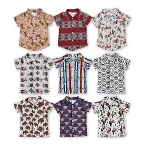 Western printed button down shirt kids boys top wear