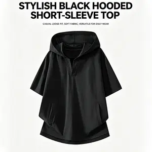 2024 Men’s Cleanfit Black Oversized Hooded T-shirt & Casual Suit Streetwear Set - Limited-Time TikTok Shop Discount