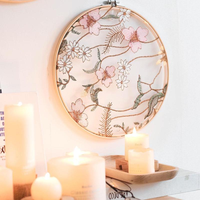 4pcs/set Wooden Embroidery Round Wall Decor, Flower Pattern Hanging Decor For Home Living Room Bedroom Wall Hanging Design