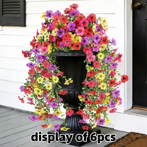 Outdoor Artificial Flowers, UV Resistant, 6 Bunches Realistic Floral Silk Flowers, Decorative Lifelike Plant Decorations for Hanging Baskets, Pots