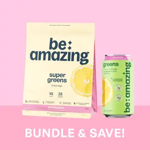 Sip & Scoop Wellness Bundle | Be Amazing | Pink Lemonade Daily Greens Drink + Pink Lemonade Super Greens Powder Supplement Bundle | Men and Women Healthcare Fitness