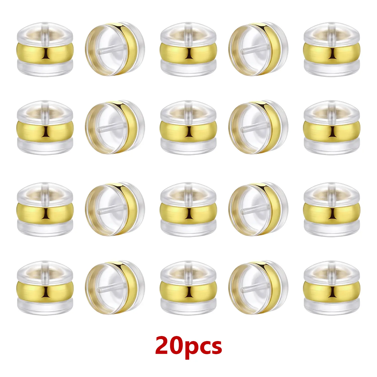 12pcs Soft Silicone Earring Backs for Studs Silver&Gold Belt Rubber Earring Backs Replacements Hypoallergenic Safety Plastic Earring Back for Studs Earring Hoops Fish Hook
