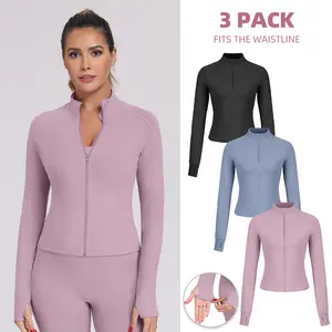 【LOCAL SHIPPING】Full Concealed Zip Jacket with Collar Shield –  Long Sleeve Top Women’s Yoga Outfit Activewear for Gym Running Training Lightweight Compression Sportswear