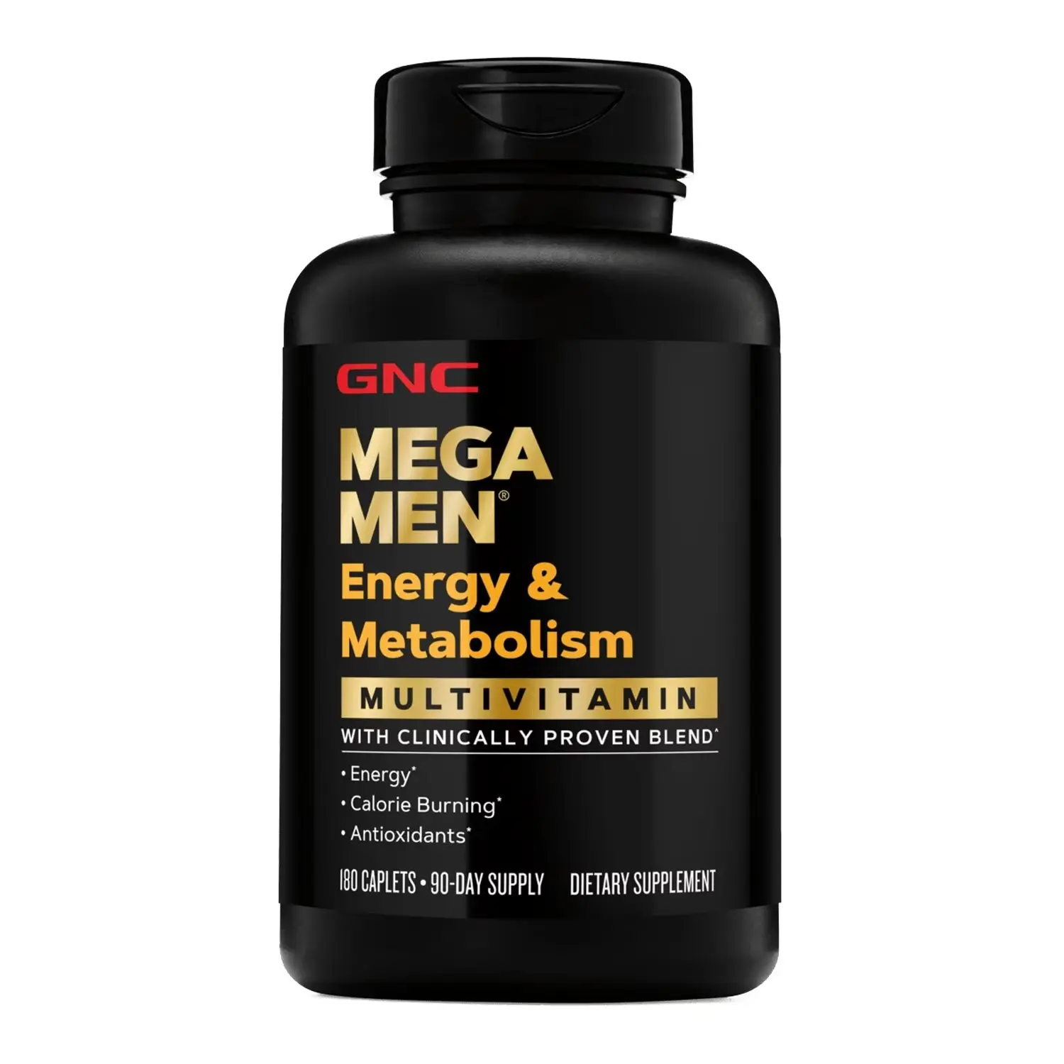 GNC Mega Men Energy & Metabolism Daily Multivitamin Capsules (180 ct) - Dairy-Free Dietary Healthcare Supplement, Calorie-Burning with Botanical Extracts, Clinically Proven Cognitive Support, B12 Brain Food