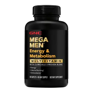 GNC Mega Men Energy & Metabolism Multivitamin Caplets 180 ct Clinically Proven for Energy Production and Cognitive Function - Healthcare, Supplement