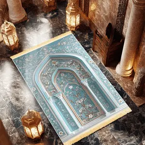 1pc Lanyun Palace Blanket Prayer Mat - Muslim Prayer Rugs, 100% Polyester, Machine Washable, for Indoor/Outdoor, Pilgrimage & Meditation, Islamic Wall Art