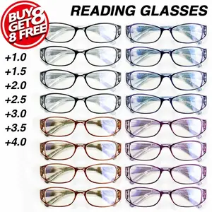 16pcs Stylish Rectangle Hollow Frame Readers, Ultra-Light Comfortable Set, Elegant PC Material +1.0 to +4.0, Fashionable for Daily Use