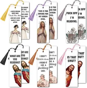 12Pcs Funny Jesus Bookmarks for Reading - Peeking Jesus is That Smut Book Marks for Women Men Unique Reading Reader Gift Cute Bookmarks with Tassel Christmas Bookish Gifts for Book Lovers Friends