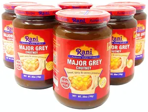 Rani Major Grey Mango Chutney (Indian Preserve) 36oz (2.2lbs) 1kg Value Pack, Glass Jar, Ready to eat, Vegan, Pack of 5+1 FREE ~ Gluten Free (Copy)