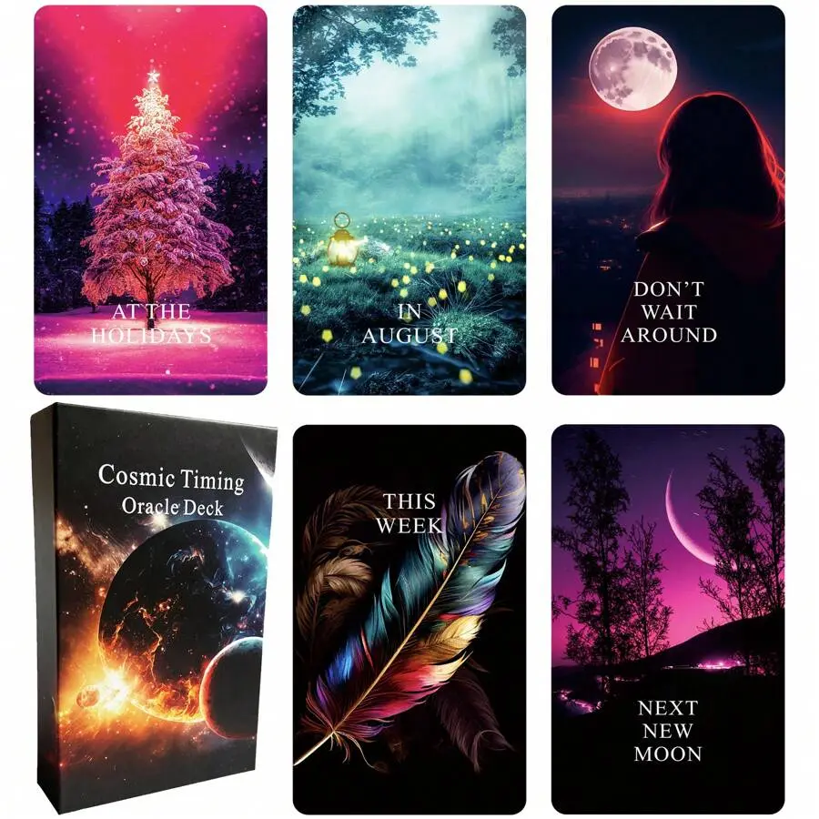 New Edition Cosmic Timing Oracle Cards - Beginner-Friendly Fortune Telling Toy, with Printed Meanings to Predict Time Frames