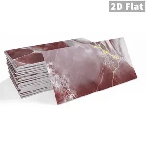 2DLIAT 32-Pack Burgundy Marble Wall Stickers | Self-Adhesive, Waterproof, Easy to Clean, Suitable for Bathroom/Kitchen
