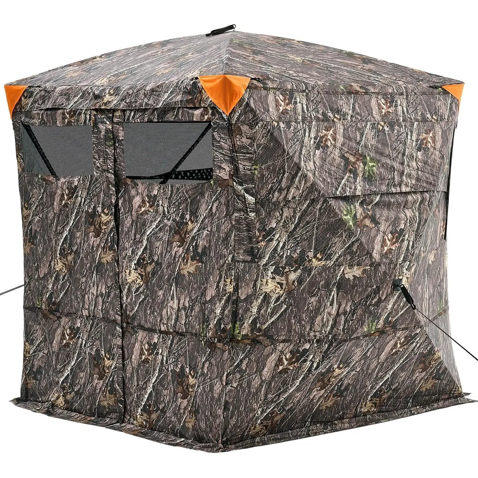 【Summerfinds】VEVOR Hunting Blind,  4-5 Person See Through Ground Blinds with Carrying Bag, 270 Degree Portable Camouflage Tent, Durable Concealed Shelter with Silent Magnetic Door and Window, for Turkey and Deer