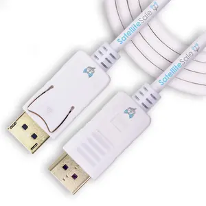 SatelliteSale DisplayPort DP Cable Male to Male 4K/30Hz 8.64Gbps Universal Wire PVC White Cord 3 feet