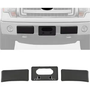 Front Bumper Guards Pads + License Plate Frame Compatible with 2009-2014 Ford F150 Replacement for 9L3Z17E810B FO1053100 9L3Z17A385A FO1068134 Black