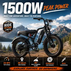 【HIEHA 2026】1500W Electric Bike for Adults – 34 MPH Top Speed, 40–70 Miles Range, 48V Removable Battery, Full Suspension, Fat Tire All-Terrain E-Bike