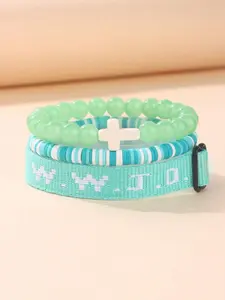WWJD Letter Design Beaded Bracelet, Fashionable Cross Charm Bracelet for Women & Men, Religious Jewelry Gift, Casual Trendy Jewelry, Trendy All-match & Exquisite Jewelry for Birthday Gift, Beads Bracelets