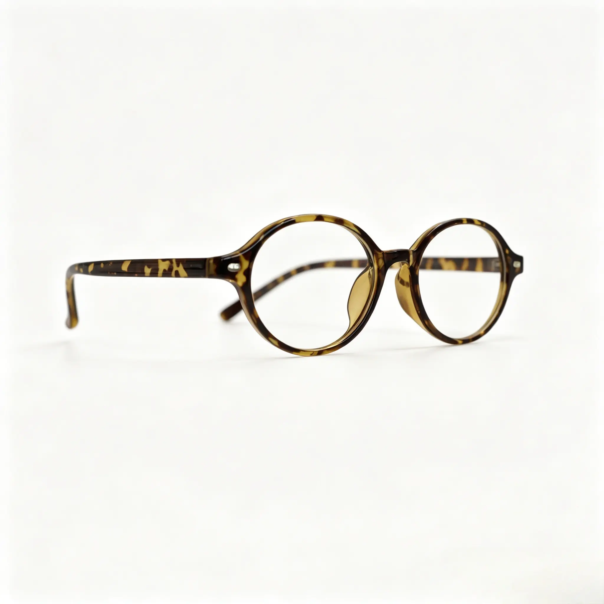 Vintage Round Tortoise Non-Prescription Glasses for Women-Men - Retro Full-Rim Acetate Frame, Blue Light Blocking, UV400, Clear Anti-Glare Computer Eyewear
