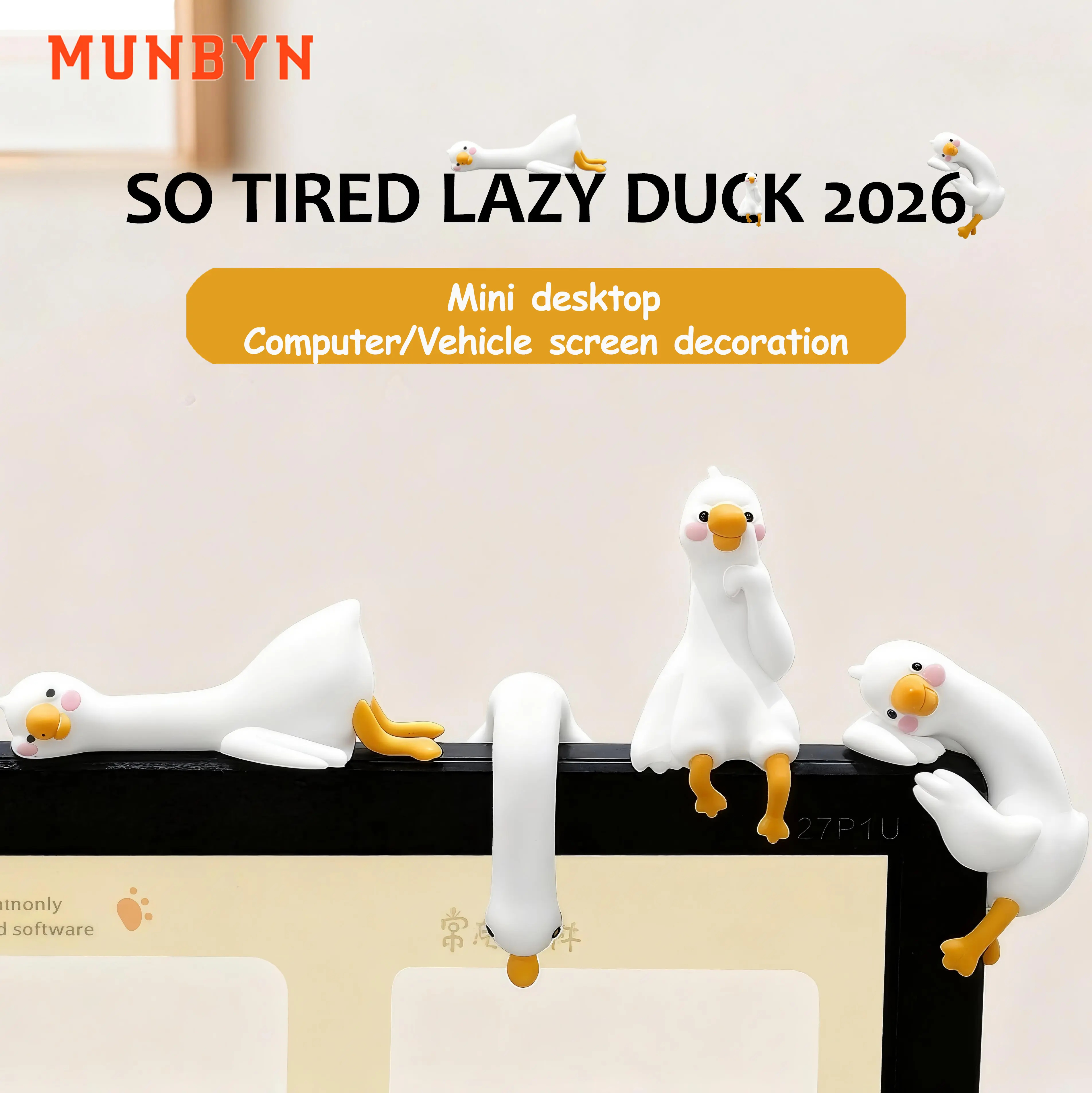 MUNBYN 2026 New 3pcs/Set Lazy Duck Figurines Decor - Animal Decorations, Duck Statues, Cute Desktop Decorative Ornaments, Office Stationery Desk Accessories, Computer Screen Work Partner Gifts for Black Friday Christmas