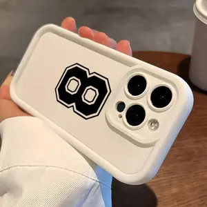 Basketball Number 8 Pattern Phone Case for iPhone 16 15 14 Pro Max 13 12 11 XR XS Plus Shockproof Drop Protection Rugged Durable Silicone Cover