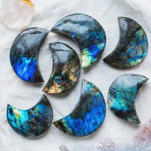 Natural Crystal Labradorite Moon Carving