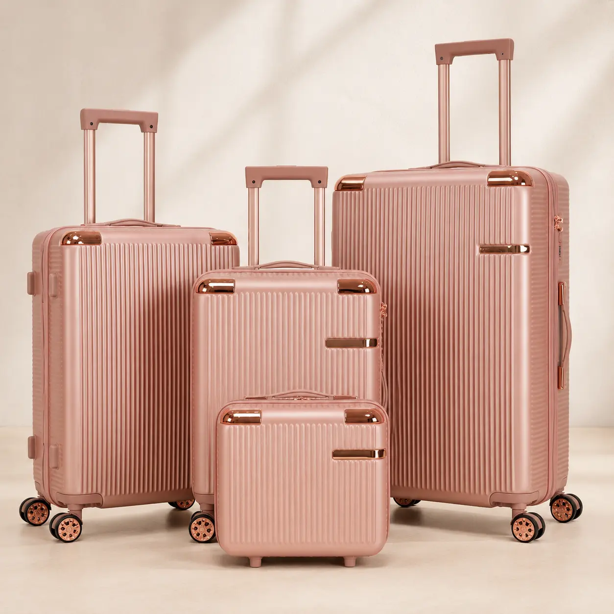 Fahuac 3-Piece Hardshell Luggage Set - Textured Finish Scratchproof ABS Plastic, 4 Wheels 360 Rotation, Password Lock, Lightweight Rolling Luggage, Hardside Carry On, Modern Sleek Appearance, 19.48" L × 11.10" W × 28.66" H, Durable Build