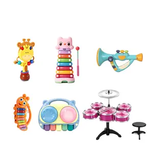 6pcs Multi Baby Musical Light-Up Toys, Including Drum, Xylophone, Rattle, Hand Clap Drum, Electronic Horn & Music Bell, Interactive Early Educational Sound Toys for Toddlers, Perfect for Boys & Girls Birthday Gifts, Sensory Play & Developmental Learning