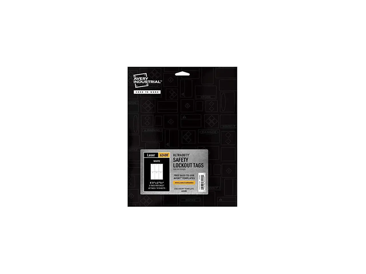 Avery UltraDuty Printable Lock Out Tag Out Blank White Hang Tags, 50lb Pull-Strength for Safety & LOTO, 60ct, 5.5" x 2.83" (62400)