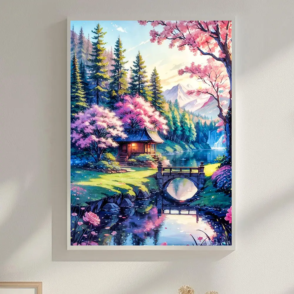 5D Full Round Diamond Painting Kit - Aurora Forest Landscape Diamond Art, DIY Needlework Mosaic Embroidery Cross Stitch, 12x16in Home Wall Decoration Gift