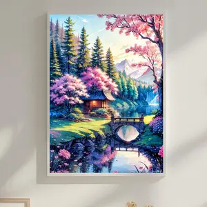 5D Diamond Painting Aurora Landscape Mosaic Art Embroidery Cross Stitch Kit Full Round Color Forest Diy Wall Home Decor Gift 12*16Inch
