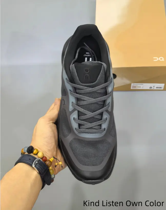 Mixed woven mesh upper athletic shoes in dark gray keep feet cool and dry during high-intensity gym workouts and brisk walking exercises