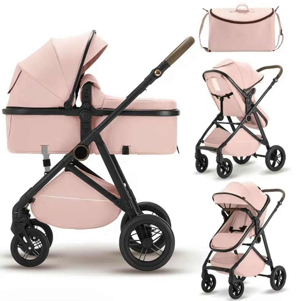 Aobtkel 4-Wheeled & Bassinet Stroller for Toddlers, All-In-1 Convertible Baby Stroller with Reversible Seat, 5-Point Harness, Storage Basket, Lightweight Folding Design, Breathable Seat Cushion (No LatchBase), 4-Wheeled And Bassinet Strollers