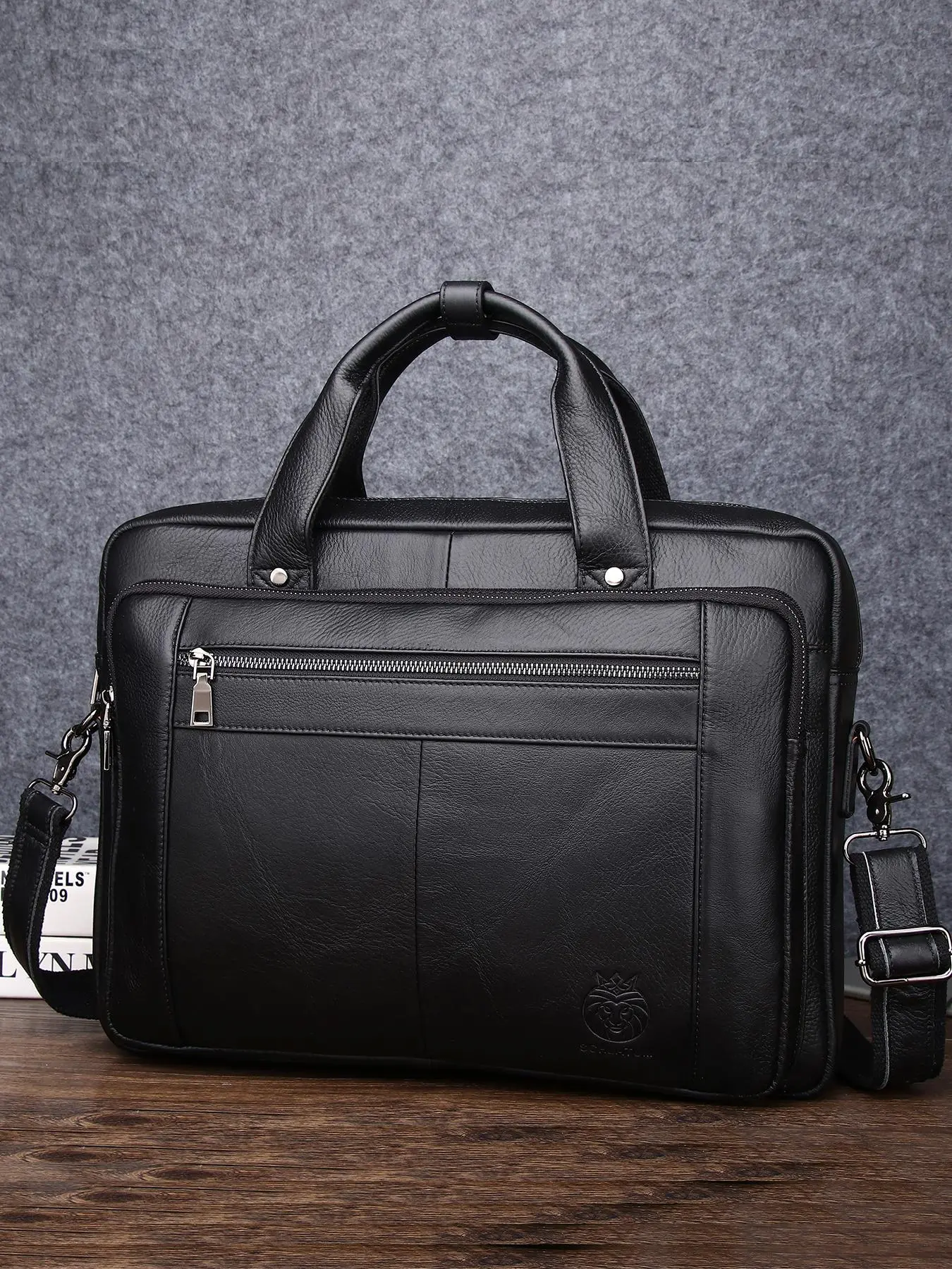 Men's Business Solid Color Briefcase, Fashionable Cowhide Shoulder Messenger Handbag, Casual Trendy Versatile High-quality Daily Commuting Bag