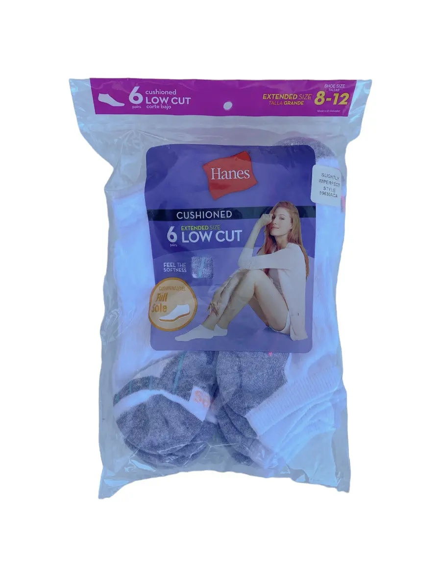6pk. Hanes Women Cotton Lo-Cut  irr-Assorted