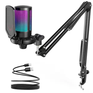 fifine A6T USB Gaming Microphone Kit for PC,PS4/5, Podcast Condenser Mic with Boom Arm, Pop Filter, Mute Button for Streaming Discord Twitch Podcasts Videos