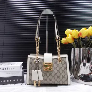 Pre-owned GUCCI Coated Canvas Shoulder Bags Padlock Monogram&White Shoulder Bag T10351530